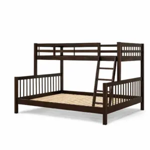 Bunk Bed Wooden Dark Brown Solid Pine with Ladder 198cm x 142cm x 170cm