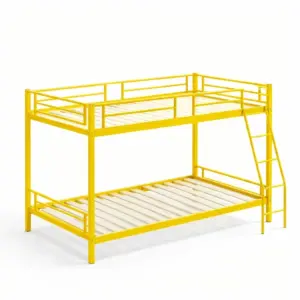 Bunk Bed Yellow Metal Frame with Ladder