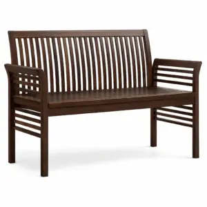 Bench Acacia Wood Curved Back Slat Design Brown 120 x 60 x 90 cm