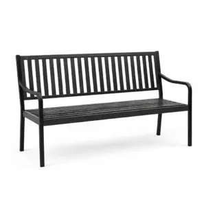 Bench Black Metal with Armrests