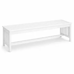 Bench White Wooden Slatted