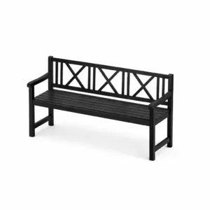 Bench Black Pine Wood with Cross Back Design