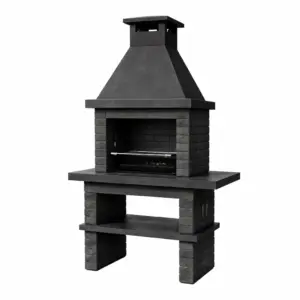BBQ Grill Stone Outdoor Grill Black 100cm x 80cm x 200cm