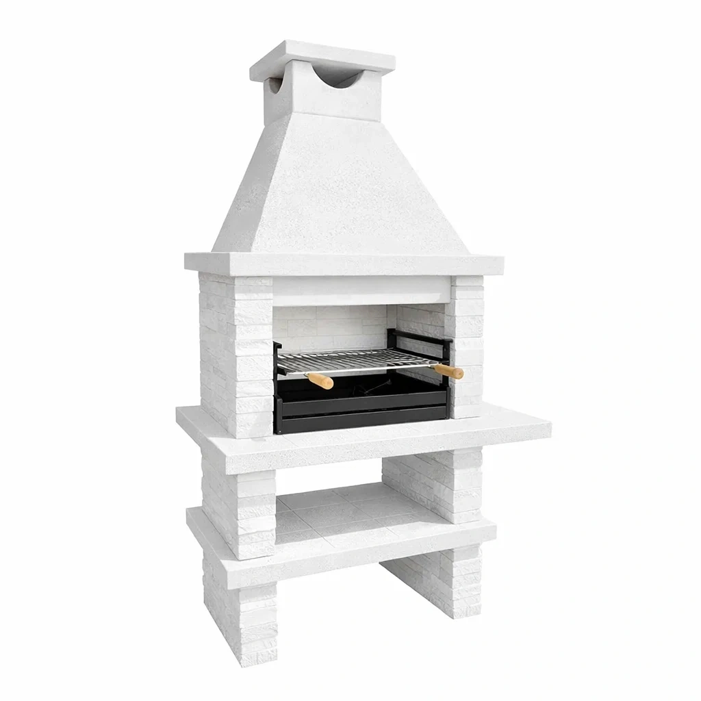 BBQ Grill Concrete Outdoor Barbecue Grill with Chimney 165cm x 100cm x 65cm